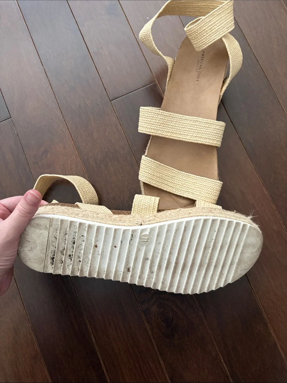 Woven Strap Espadrille Platform Sandal - Beige
